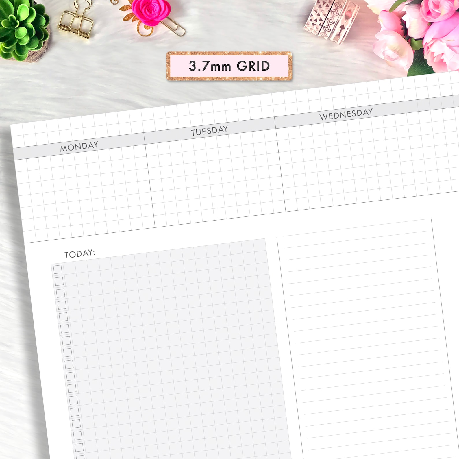 Half Letter Planner Inserts Printable Weekly Grid Grid | Etsy