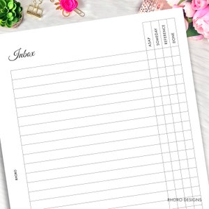 May include: A blank printable to-do list with columns labeled "Inbox", "ASAP", "Someday", "Reference", "Done", and "RHORO DESIGNS".