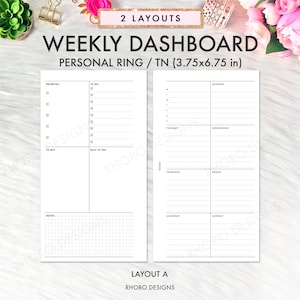 Personal Planner Printable Inserts, Weekly Inserts, Weekly Dashboard, Filofax Refill, Filofax Personal Inserts, Foxy Fix Inserts Printable image 2