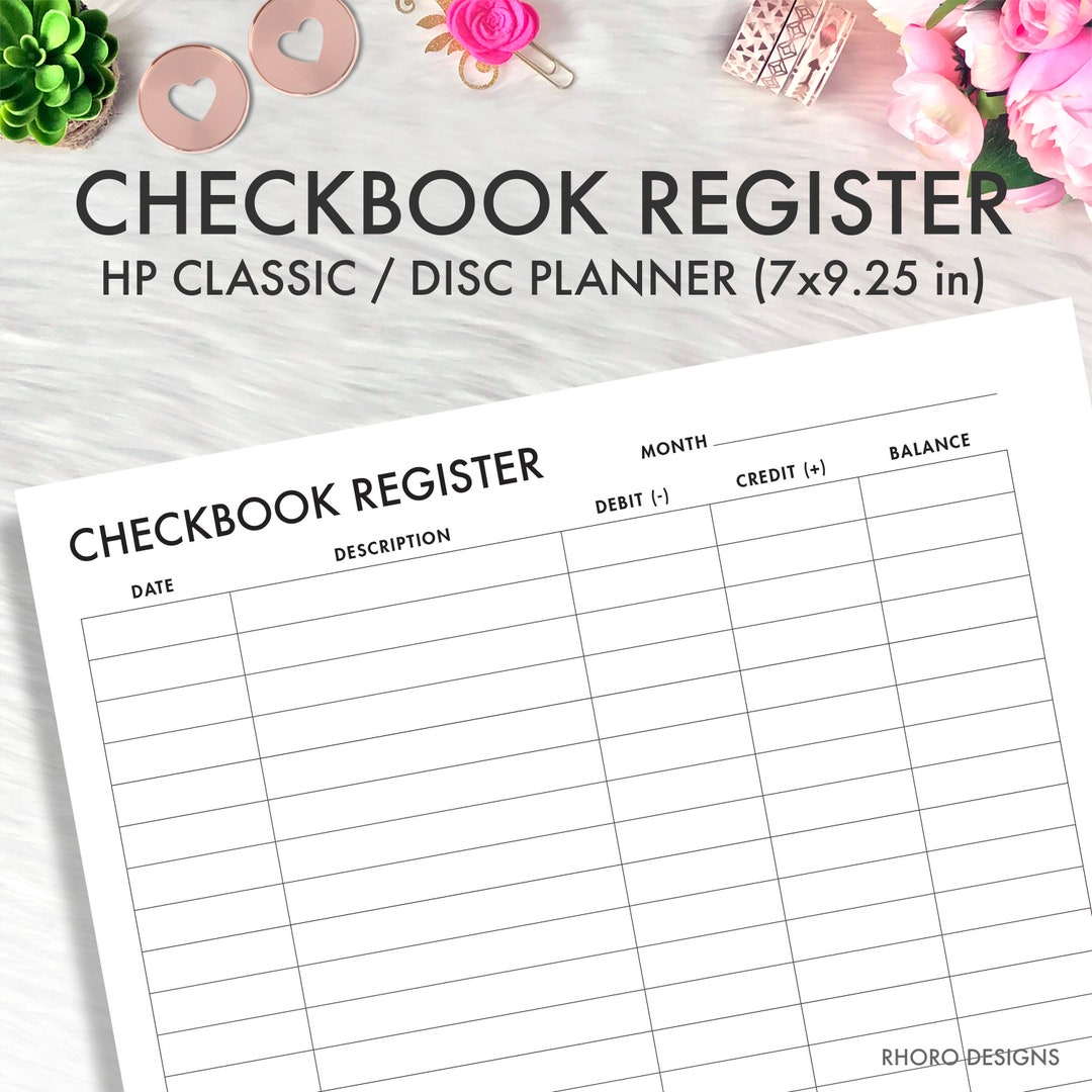 CHECKBOOK REGISTER Happy Planner Classic Printable Insert, CHECK ...