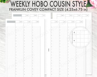 Franklin Covey Inserts, Hobonichi Cousin Grid Weekly on 2 Pages Inserts, WO2P Franklin Covey Compact Inserts Printable Insert Planner Refill