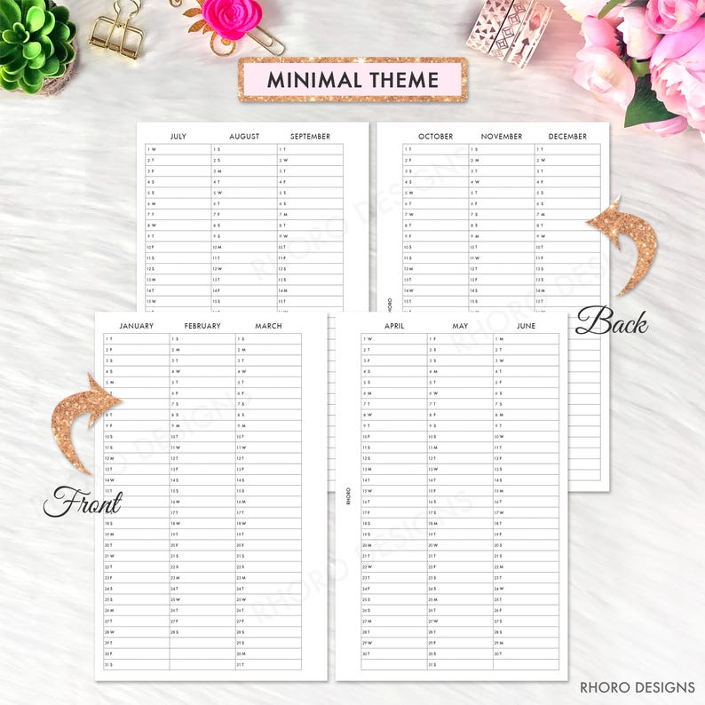 Franklin Covey Inserts Printable 2026 2027, FC Compact Inserts, Year at ...