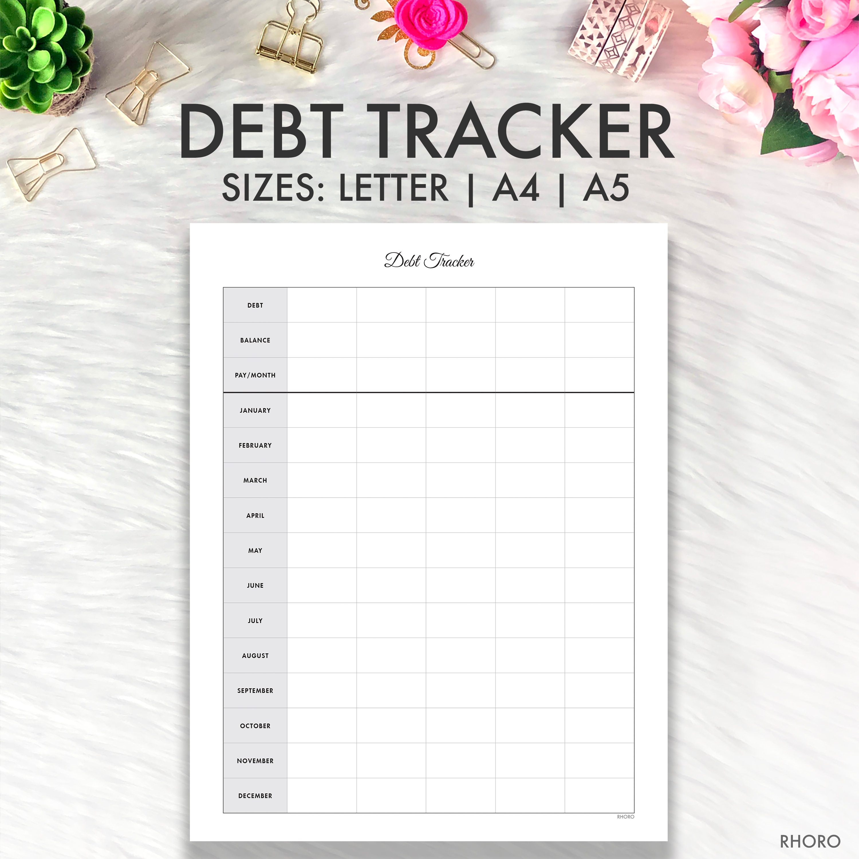 DEBT TRACKER, Debt Tracker Printable, Debt Tracker Bullet Journal, Debt ...