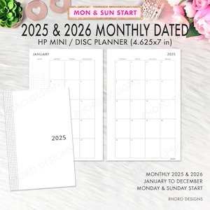 2025 2026 MINI Happy Planner Refill, Happy Planner Printable Inserts, Monthly Calendar Inserts, Mini Happy Planner Printable Refill Inserts