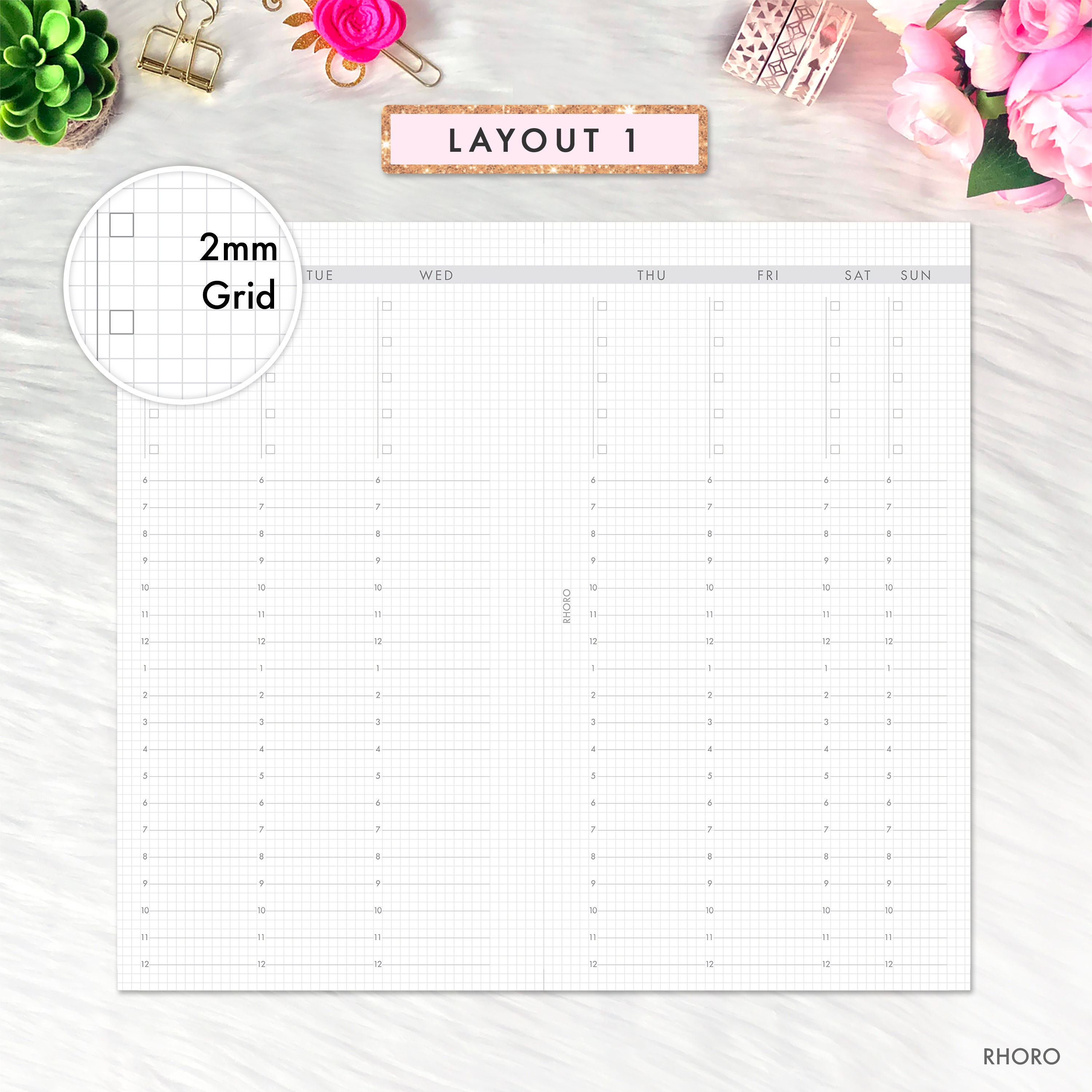 Personal Planner Inserts Printable, Weekly Vertical on 2 Pages Time ...