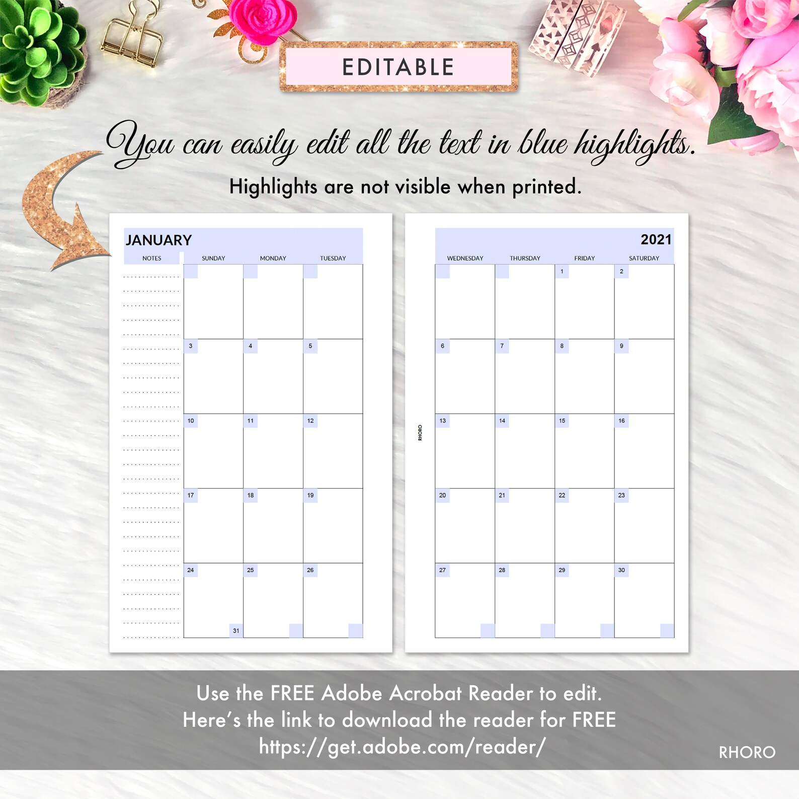 EDITABLE Half Page Calendar 2023 Half Page Planner Inserts Etsy Editable half page calendar 2023 half page planner inserts etsy