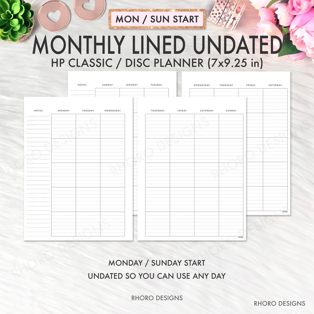 Happy Planner Classic Monthly Printable, Classic Happy Planner Inserts Printable, Monthly ...