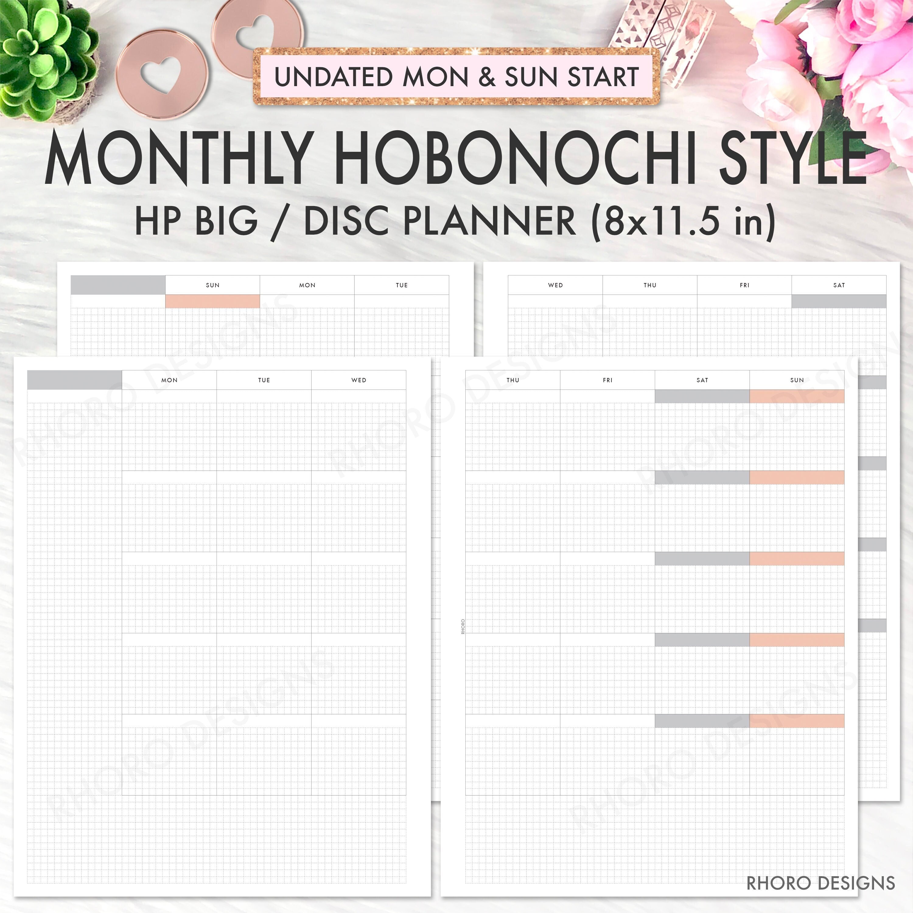 BIG HAPPY PLANNER Printable Insert Monthly Hobonichi Style - Etsy