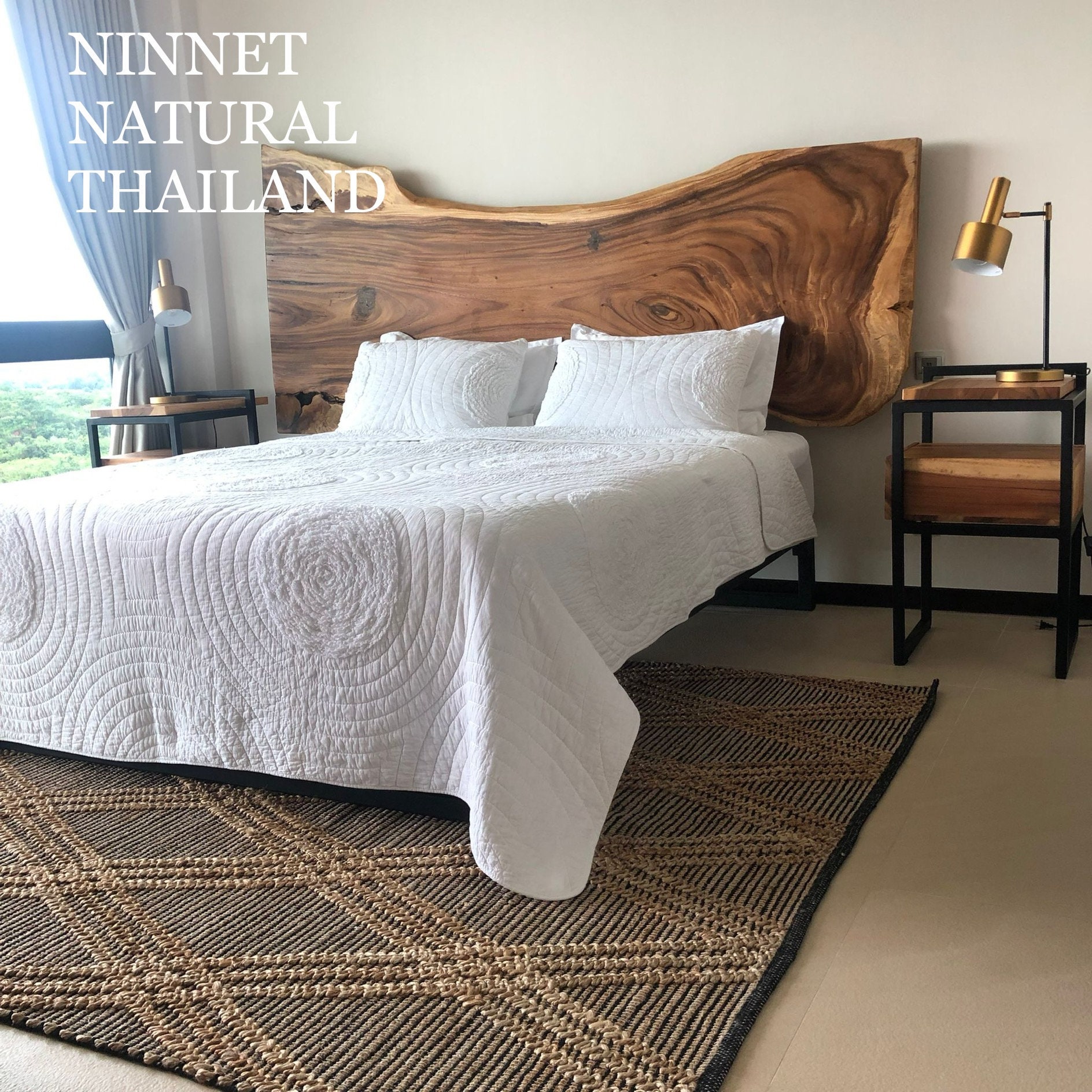 Natural wood on sale headboard full