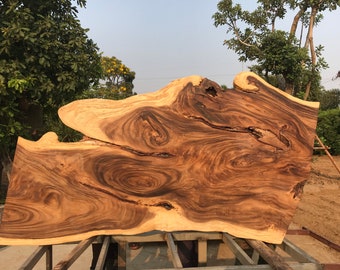 Tavolo da pranzo in acacia da 7,9 piedi: lastra singola con bordo vivo, legno di acacia di lusso