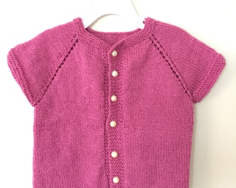 Baby Girls Knitted Cardigan and Hat Handmade Brand New Purplish Pink