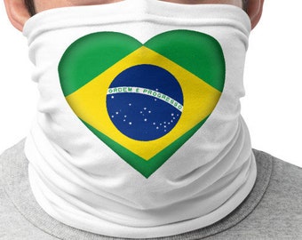 Ghetta per il collo: un sacco di maschere per il viso personalizzate BRAZIL Hearts. Protezione con stile!
