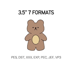 Bear Embroidery File | Digital Download for Embroidery Machines | 7 Formats 3.5 Inches