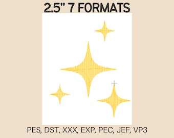 Lindo archivo de bordado brillante / Descarga digital para máquinas de bordar / 7 formatos de 2,5 pulgadas