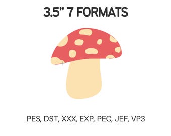 Mushroom Embroidery File: 3.5 inch Machine Embroidery Design (Digital Download)