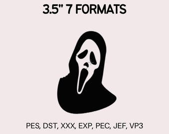 Halloween Mask Embroidery File | Digital Download for Embroidery Machines | 3.5 Inches 7 Formats