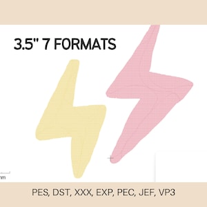 Kawaii Lightning Bolt Embroidery Design | Immediate Embroidery File Digital Download | 7 Formats 3.5 Size
