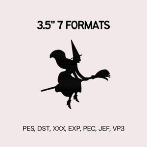Witch Embroidery File | Digital Download for Embroidery Machines | 3.5 Inches 7 Formats