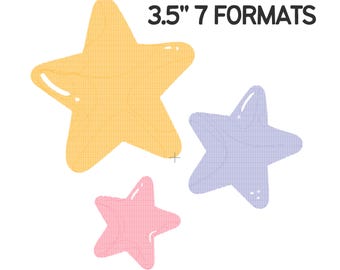 Kawaii Stars Embroidery Design For Embroidery Machine | Instant Digital Download | 7 Formats