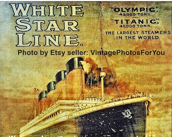 Old Antique White Star Line RMS Titanic 1911 Advertisement Poster Wall Art Photo Picture Photograph