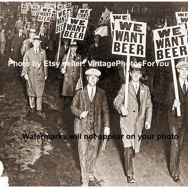 Old Vintage Antique 1932 Prohibition Era We Want Beer Protest Sign Bar Decoration Wall Art Picture Photo Reproduction