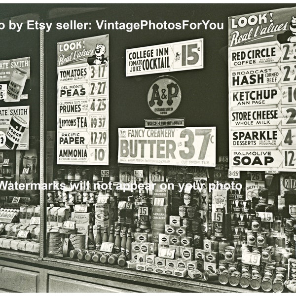 Old Antique Vintage A&P Store Front With Advertising Signs in New York City Photo Wall Art Photograph Picture-For Elizabeth