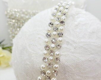 Pearl Rhinestone Trim: Silver Wedding Dress Embellishment