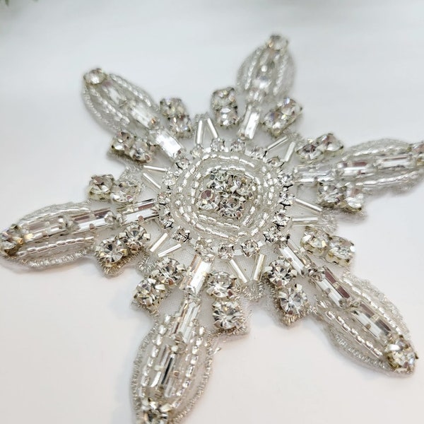 Snowflake Applique; Beaded Snowflake; Rhinestone Snowflake; Snowflake Patch