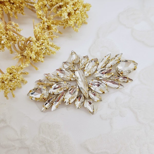 Gold Rhinestone Applique; Gold Shoe Applique; Wedding Belt Applique; Rhinestone Patch; Dress Making; Dress Patch; Dance Outfit