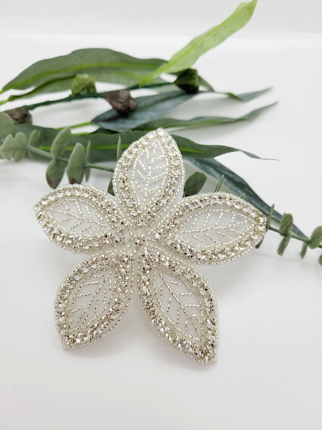 Large Flower Applique Beaded Flower Applique Hat Making Etsy