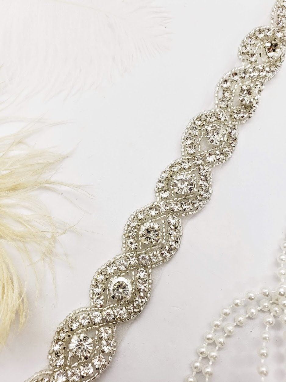 Figure 8 Rhinestone Trim DIY Beaded Dress Straps Iron on Etsy