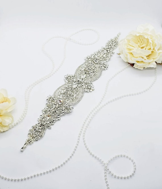 Wide Silver Wedding Applique Diy Bridal Belt Diy Bridesmaid Etsy