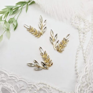 Gold Rhinestone Leaves; DIY Hair Comb; Bridesmaid Comb; Gold Leaf Set; Hair Pin; Wedding Accessory; Boho Wedding; Jewelry Connectors; 1056
