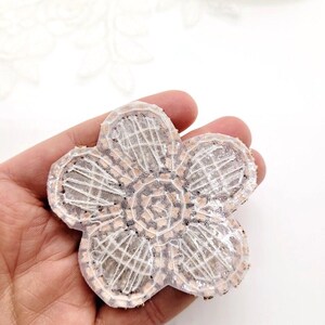 Rose Gold Rhinestone Flower Applique, Beaded Patch (2-inch) image 3