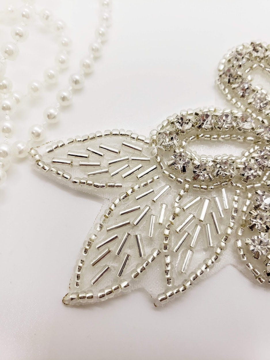 Buy Beaded Flower Applique Rhinestone Applique Patch Flower Online in