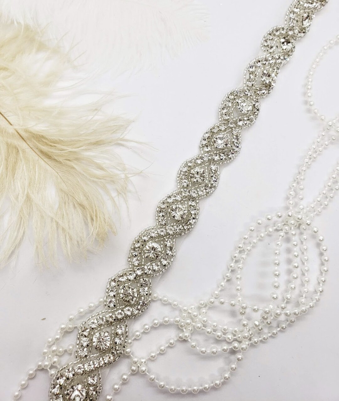 Figure 8 Rhinestone Trim DIY Beaded Dress Straps Iron on Etsy