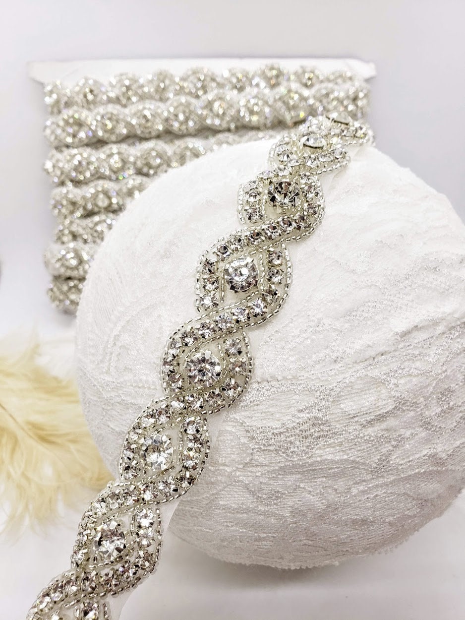 Figure 8 Rhinestone Trim DIY Beaded Dress Straps Iron on Etsy