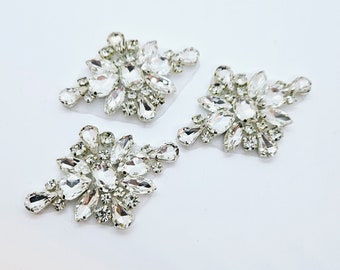 Silver Rhinestone Applique Patch: DIY Wedding Shoe, Dress Embellishment