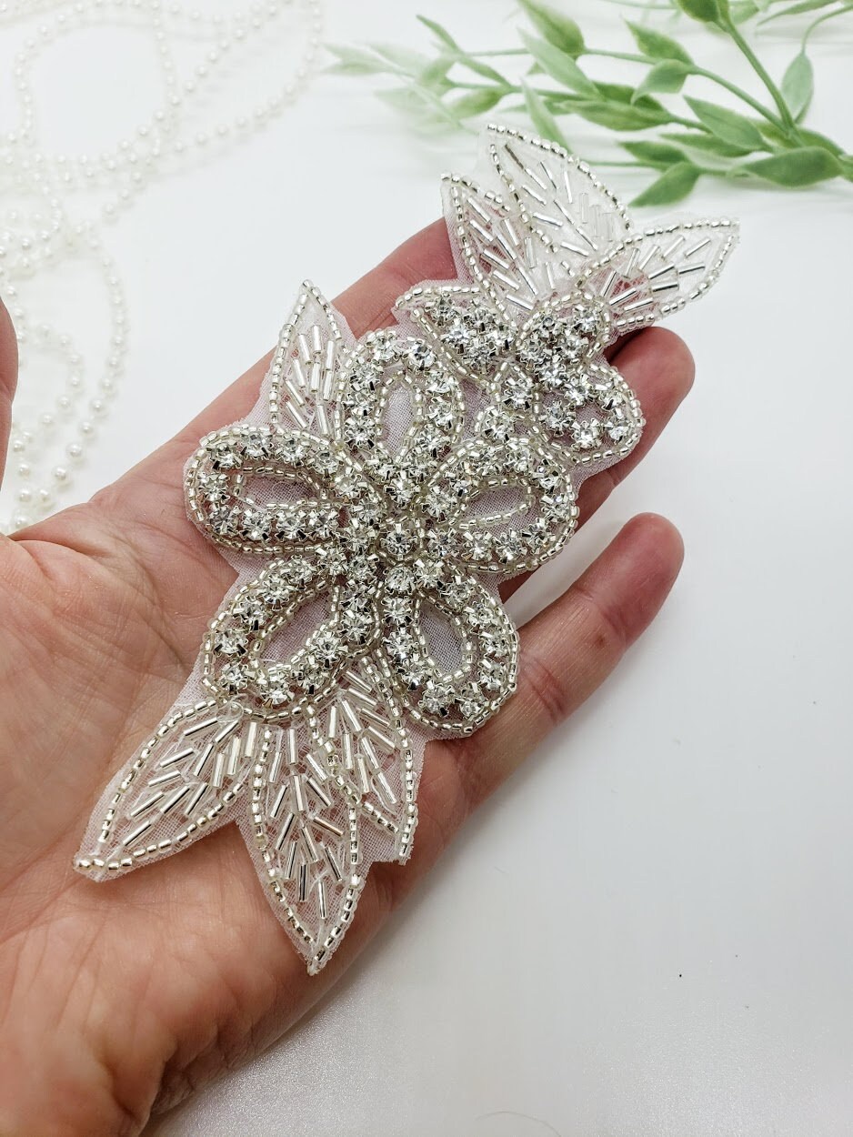 Buy Beaded Flower Applique Rhinestone Applique Patch Flower Online in