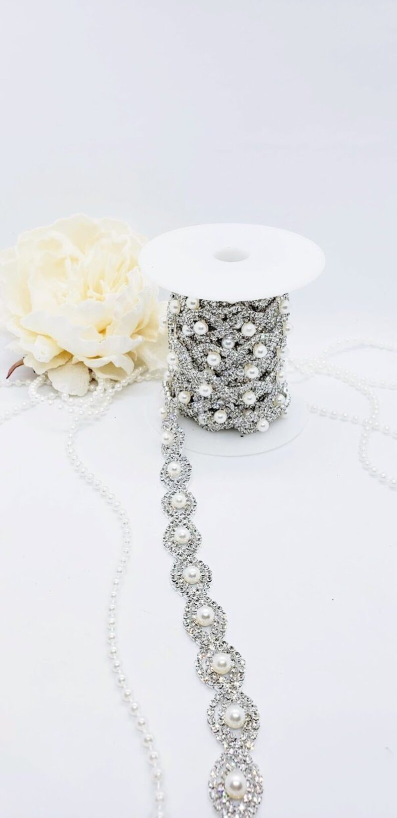 Pearl Rhinestone Trim Trim by the Yard Bridal Straps Bridal Etsy