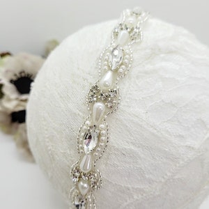 Beaded Trim for Wedding Straps; Rhinestone Pearl Trim; Wedding Dress Trim; Wedding Dress Strap Trim; Pearl Wedding Trim; Rhinestone Wedding