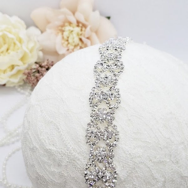 Braided Rhinestone Trim; DIY Dress Straps; Rhinestone Trim; Trim by the Yard; Bridal Straps; Wedding Dress Trim; Silver Rhinestone Trim;1022