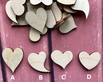 Heart Laser Cut Unfinished Wood Shape DIY - 1 to 4 inches available FREE SHIPPING (orders over 35.00)