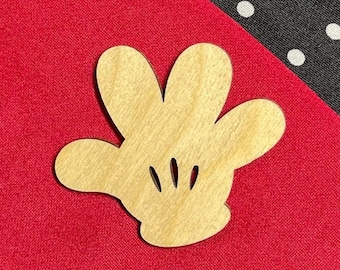 Mickey Mouse like Glove Hand Laser Cut Unfinished Wood Shape DIY - 1 to 4 inches available FREE SHIPPING (orders over 35.00)