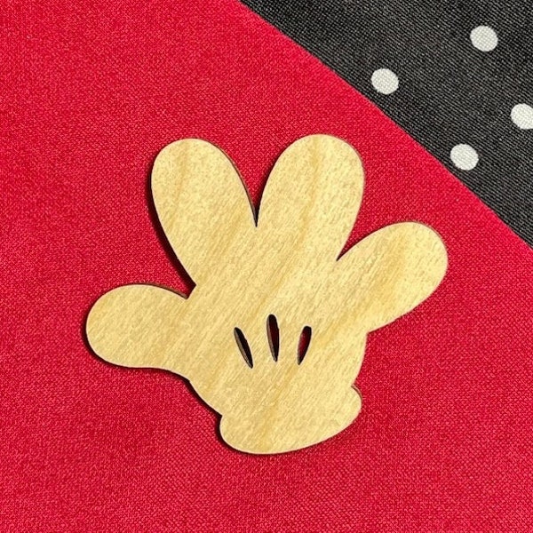 Mickey Mouse like Glove Hand Laser Cut Unfinished Wood Shape DIY - 1 to 4 inches available FREE SHIPPING (orders over 35.00)