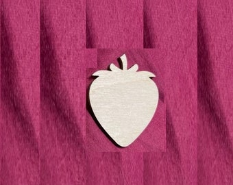 Strawberry Laser Cut Unfinished Wood Shape DIY - 1 to 4 inches available FREE SHIPPING (orders over 35.00)