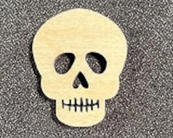 Skull Cut Out Laser Cut Unfinished Wood Shape DIY - 1 to 4 inches available FREE SHIPPING (orders over 35.00)