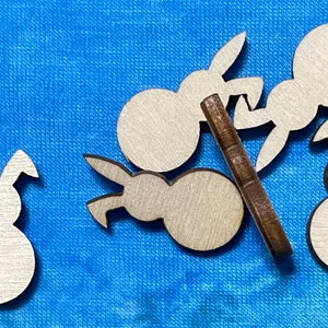 Bunny Peep with Turned Bent Ear Laser Cut Unfinished Wood Shape DIY 1 to 4 inches available FREE SHIPPING orders over 35.00 image 2