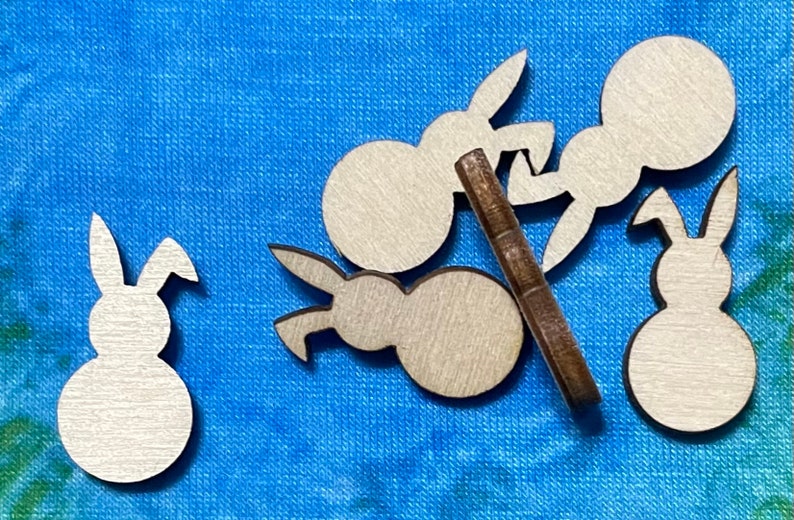 Bunny Peep with Turned Bent Ear Laser Cut Unfinished Wood Shape DIY 1 to 4 inches available FREE SHIPPING orders over 35.00 image 2