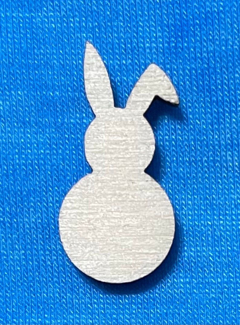 Bunny Peep with Turned Bent Ear Laser Cut Unfinished Wood Shape DIY 1 to 4 inches available FREE SHIPPING orders over 35.00 Bild 1